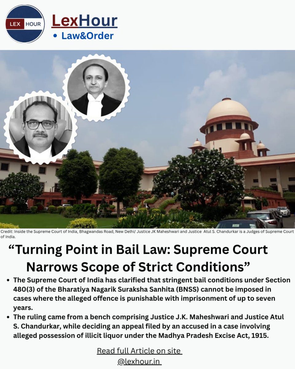LexHour_Ind's tweet image. The case revolved around an accused who was initially granted bail by the Madhya Pradesh High Court under Section 480 of the BNSS, which deals with the grant of bail in non-bailable offences.

#SCI #72bulk #Non-bailable #linkinbio