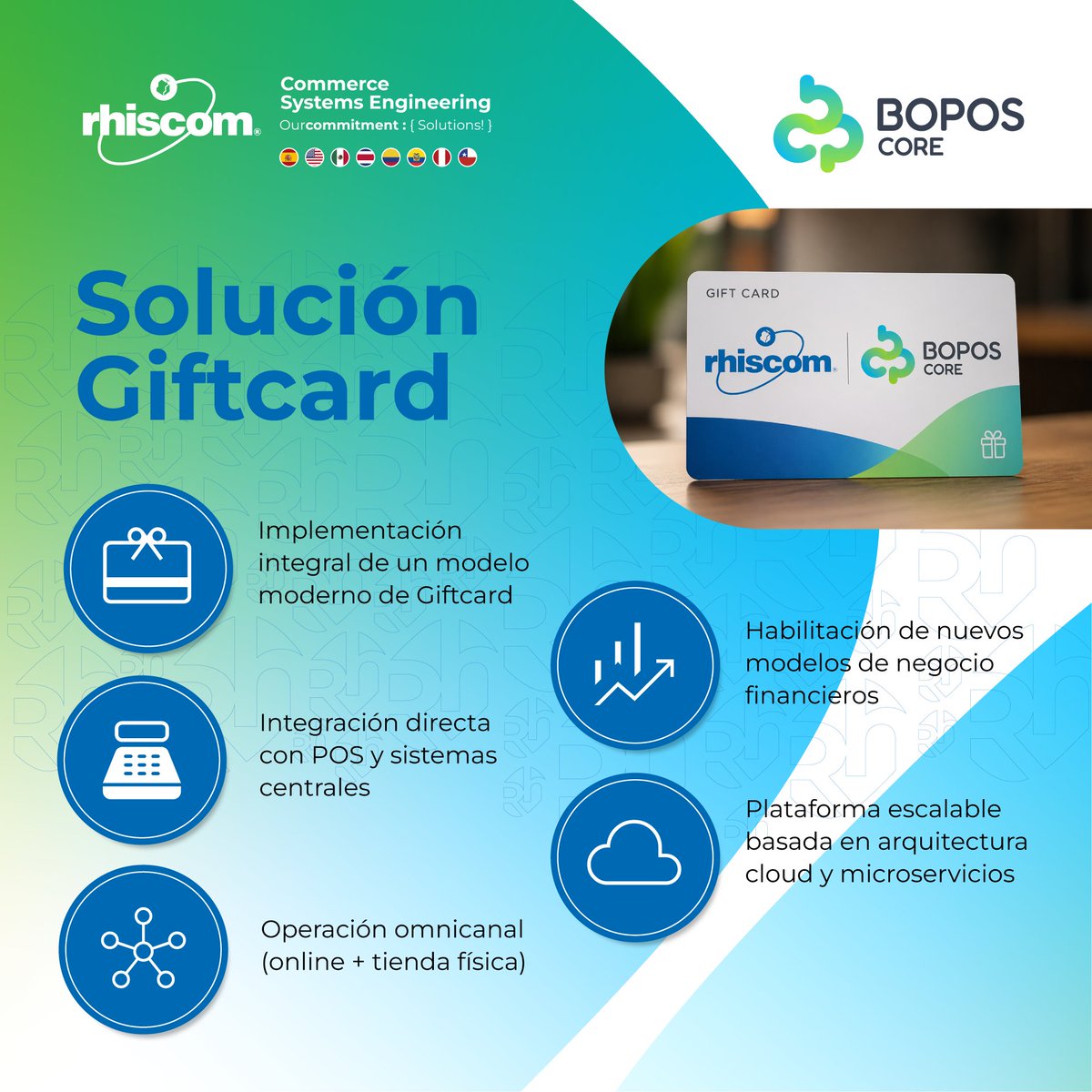 Rhiscom's tweet photo. BOPOS Core | Solución Giftcard 🎁
Transforma la experiencia de pago 💳 y fidelización 🤝 https://t.co/nmezUMd7vh