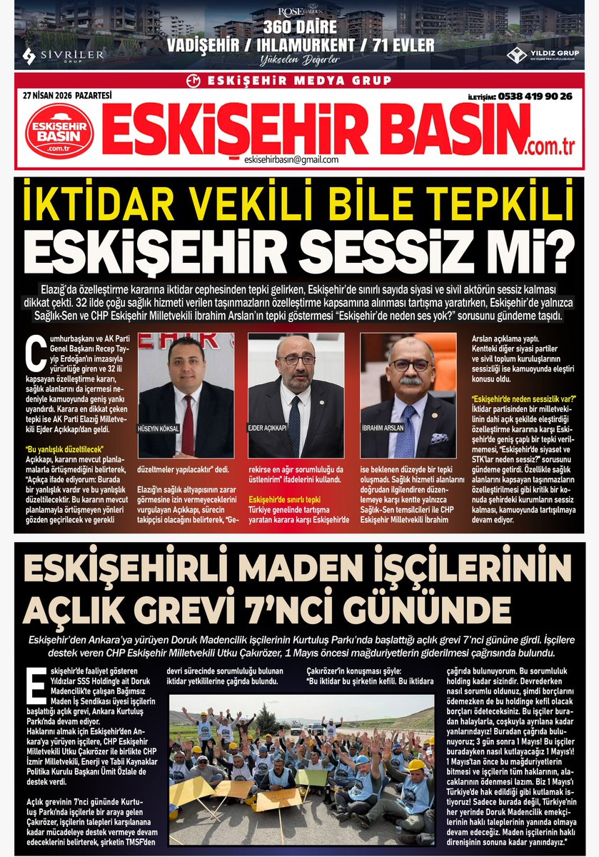 Bugünkü dijital gazetemiz….