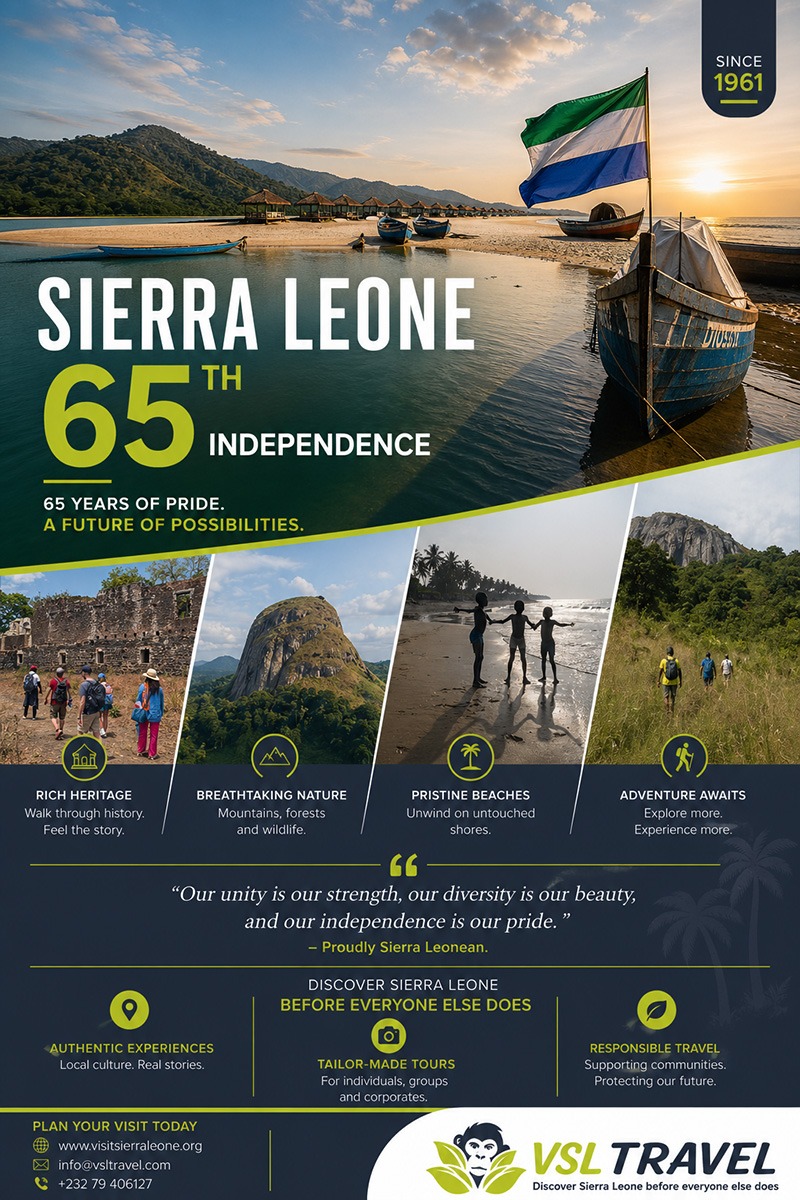 VisitSL's tweet image. 💚🤍💙Happy 65th Independence Anniversary Mama Salone!🇸🇱🎉
#OneLove #OneSalone #OneVSLTravel #SaloneX