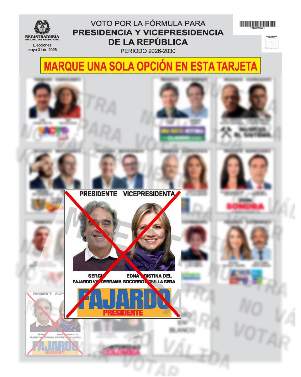 Invito a votar por Sergio Fajardo a la presidencia y Edna Bonilla a las vicepresidencia. Colombia no puede continuar con el mal gobierno de Gustavo Petro ni regresar a los malos gobiernos de los partidos tradicionales.
#FajardoPresidente
#CambioSerioSeguro