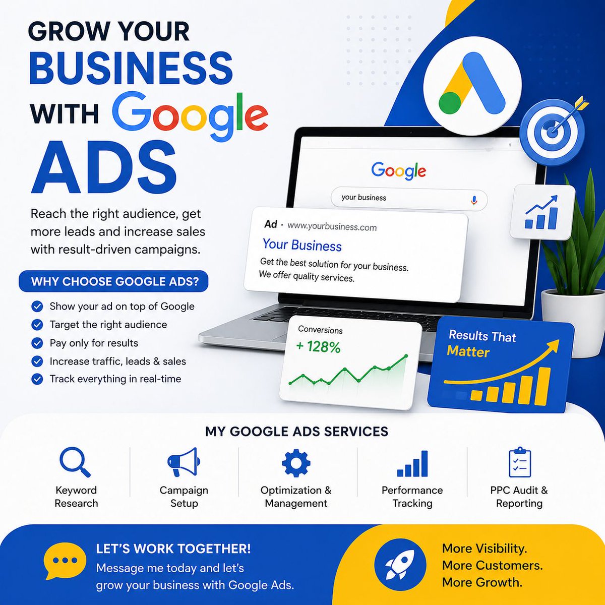 Muslima32517531's tweet photo. Grow your business with Google Ads 🚀
Reach the right audience, get real leads &amp; boost sales.
I help businesses with high-converting campaigns &amp; optimization.
DM to get started.
#GoogleAds #MuslimaKhatun #GoogleAds  #LeadGeneration #PPCMarketing #GrowYourBusiness  #AdsExpert https://t.co/eqQ0lkKcXF