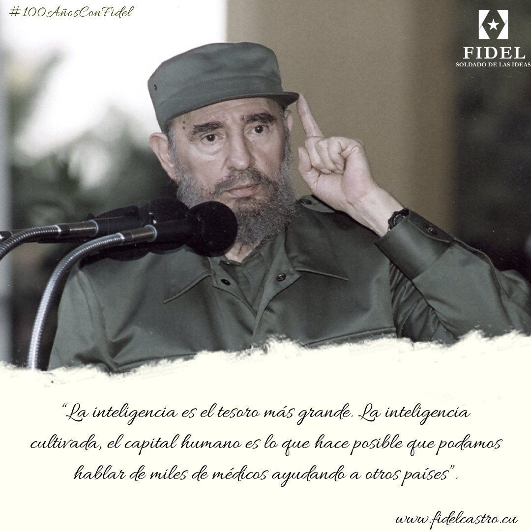 27 de abril de 2002 #FidelPorSiempre: “La inteligencia es el tesoro más grande. La inteligencia cultivada, el capital humano es lo que hace posible que podamos hablar de miles de médicos ayudando a otros países"

 #100AñosConFidel 

#CubaVencerá