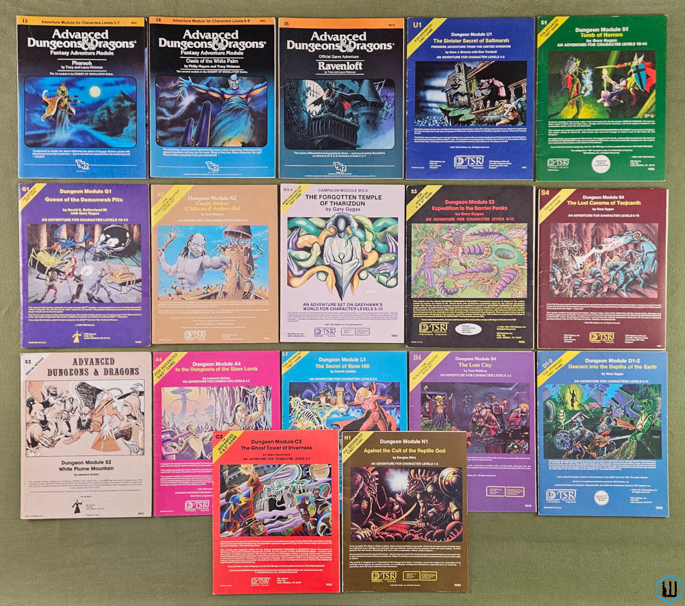 Classic 1980s D&amp;D and AD&amp;D modules with the iconic covers going to the shop (link in the comments).