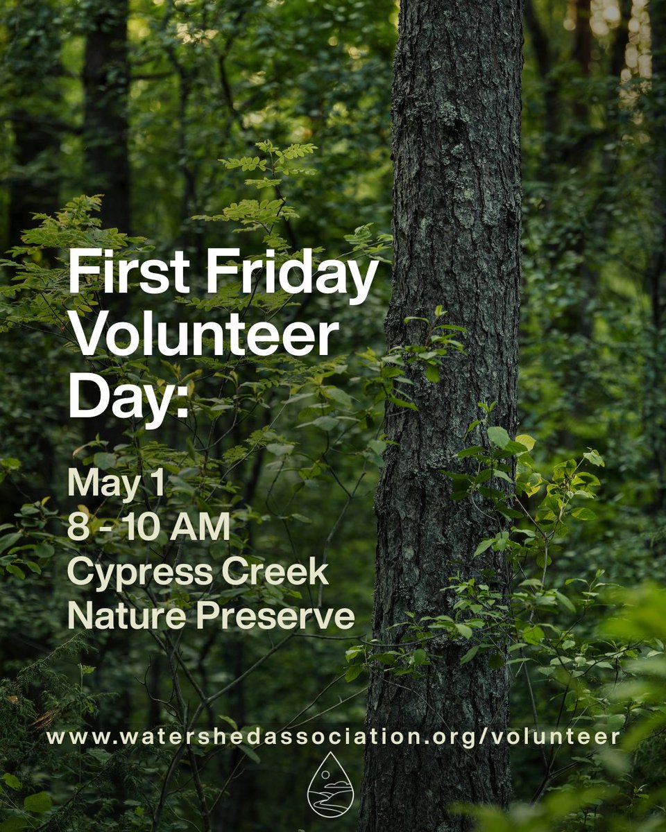 🌳Volunteer for your watershed on the first Friday of every month at Cypress Creek Nature Preserve💧

Most volunteer days consist of removing invasive plants, clearing brush, and spreading native seeds!

Visit watershedassociation.org/volunteer to learn more and register.