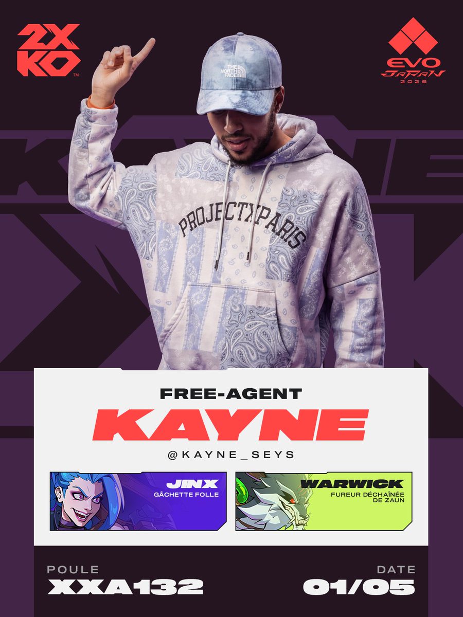 2XKOFR's tweet photo. On ne pouvait pas représenter la France sans son meilleur représentant actuel en Major : la légende @Kayne_Seys est au rendez-vous ! 🇫🇷

Accompagné d'un espoir prometteur Français jouant à domicile, le joueur Ici Japon @FrezzF_ sera également présent à l'Evo ! https://t.co/AgV81hP9lZ