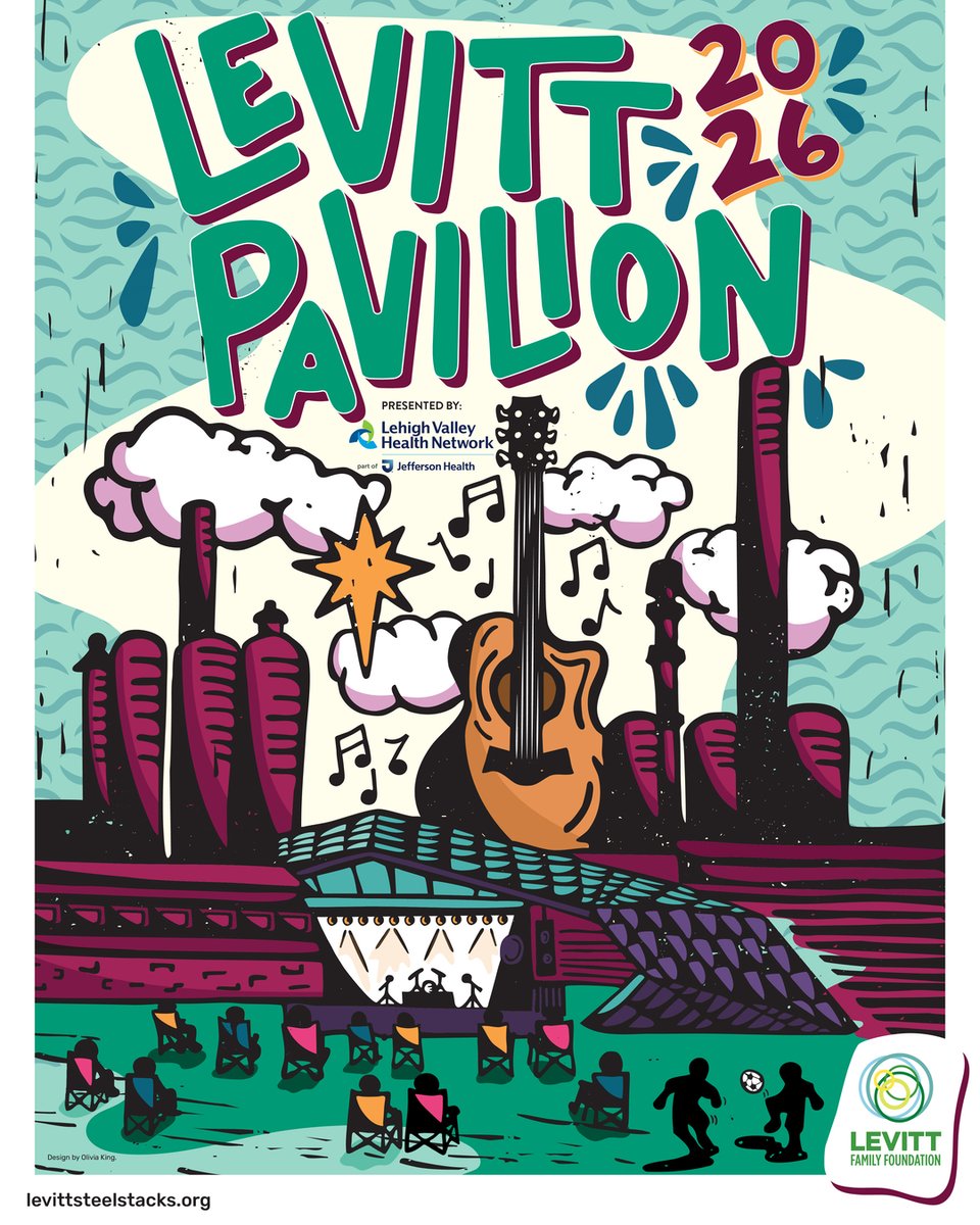 LevittStacks's tweet photo. 🎶JUST ANNOUNCED🎶

Introducing the lineup for our 2026 Free Concert Series season pres. by Lehigh Valley Health Network, part of Jefferson Health and poster artwork created by Bethlehem-based artist Olivia King! 

For more info, visit👉 https://t.co/WTjUGv3XcG https://t.co/T8A2hOzJSb