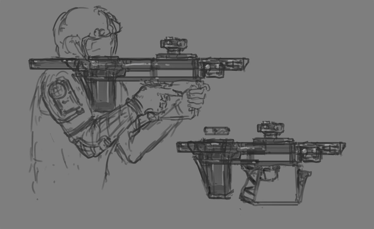 johnmustache's tweet photo. While not recommended, the M-6 Recoilless Carbine can be fired in it's contracted state, but care must be taken to avoid injury from back-blast. Capable of firing a wide range of munitions, Terran Federation troops generally carry proximity-triggered shredder fragmentation rounds https://t.co/cxMdi804Kk