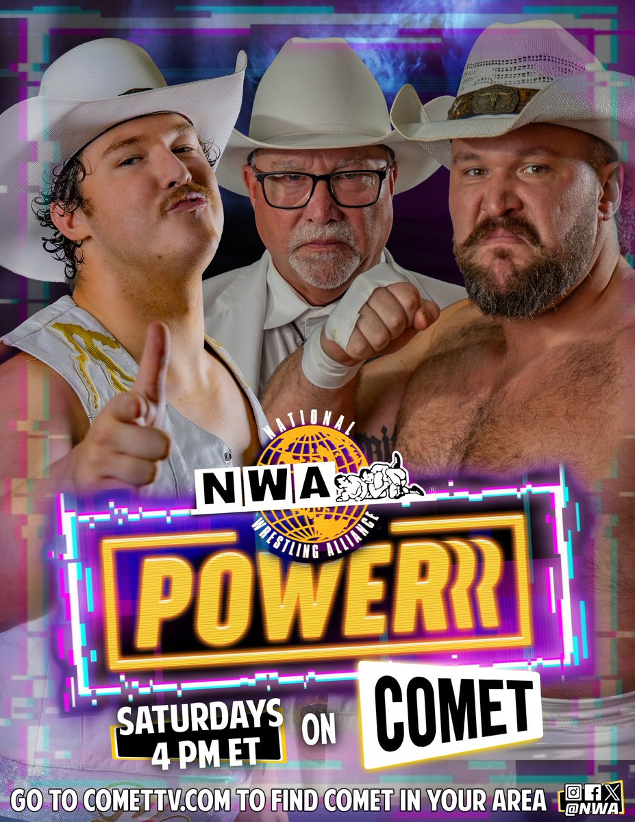nwa's tweet photo. 𝙃𝙄𝙎𝙏𝙊𝙍𝙄𝘾 𝙁𝙍𝙄𝘿𝘼𝙔 𝘿𝙀𝘽𝙐𝙏!

On Friday, May 1, the stars of the National Wrestling Alliance return to national broadcast television for the first time in 30 years! 

𝙉𝙒𝘼 𝙋𝙊𝙒𝙀𝙍𝙍𝙍 debuts May 1 on Comet TV at 10PM ET. Catch a second, all-new episode Saturday, May 2, at 4PM ET! 

Find @WatchComet in your area:
https://t.co/6rx9gSPbE2

Watch 𝙉𝙒𝘼 𝙋𝙊𝙒𝙀𝙍𝙍𝙍 live on Comet worldwide via your browser:
https://t.co/PUAt8XIPpF

Or watch via Comet on YouTube TV, Hulu Live TV, Sling TV or Fubo TV.