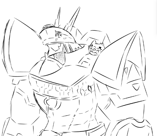 Alphamon with Dodomon doodle