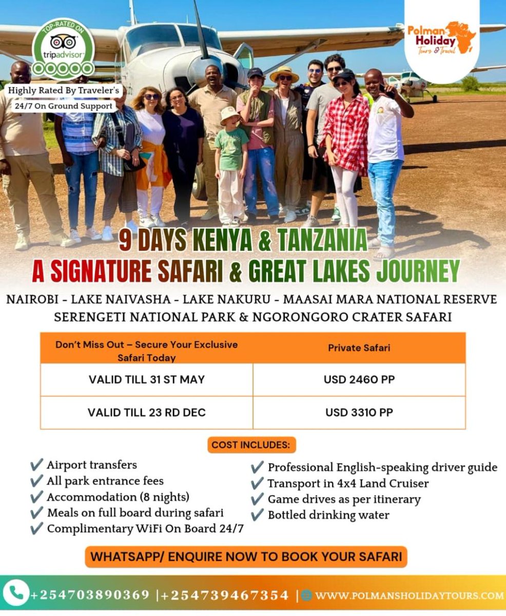 PolmansTours's tweet photo. Two countries. One unforgettable safari.

From the iconic plains of the Maasai Mara to the endless beauty of the Serengeti, experience Africa without borders. Witness the wild, feel the thrill, and create memories that last a lifetime.

Your dream safari starts here. Book now. https://t.co/OEpRk41X8D