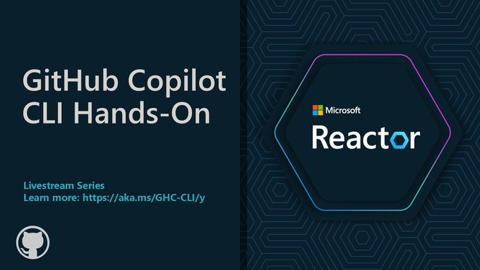 DanWahlin's tweet photo. Missed the GitHub Copilot CLI Hands-On sessions? No worries - the recordings are now available! 🚀

Learn how to use GitHub Copilot directly from the terminal - from first commands to custom agents, skills, and MCP integrations. ✨

🎥 Session 1 (intro + commands + modes): 
https://t.co/ayGDV0JJ3c
🎥 Session 2 (dev workflows + agents): 
https://t.co/1uKnLktvA7 
🎥 Session 3 (skills): 
https://t.co/prrG1M7GHB
🎥 Session 4 (MCP):
https://t.co/gF1XED5aYU