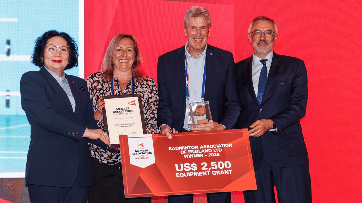 BadmintonEnglnd's tweet image. Badminton England wins inclusion accolade at BWF Member Association Awards!🙌

Our ‘A Sport That Cares’ campaign received the prestigious accolade at last week’s BWF Member Association Awards 2026.

Read the full story here- badmintonengland.co.uk/news/2026/apri…

#BE #Asportthatcares #BWF