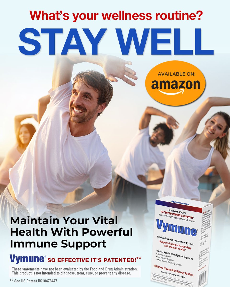 Vymune's tweet photo. Move your body. Clear your mind. Take Vymune to defend your vital health.

Enjoy berry-flavored meltaway tablets that dissolve in your mouth with no water needed.

⭐Buy VYMUNE on AMAZON
👉https://t.co/p8RJIB0WKG

#vymune #immunesupport #immunehealth #supplements https://t.co/LJqnJHO73T