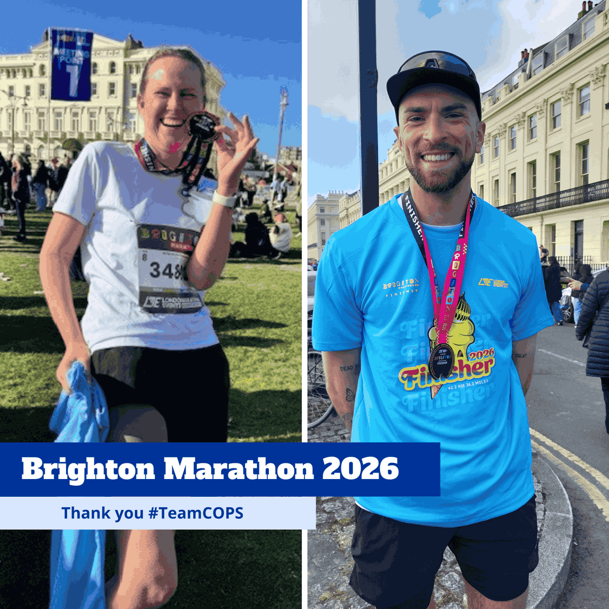 UK_COPS's tweet photo. We’d like to say a heartfelt thank you to James, Shell and Alison for taking on the incredible challenge of the Brighton Marathon  🏃‍♂️🏃‍♀️ #TeamCOPS

Together, they raised an amazing £3,247.25 in support of COPS 💙 https://t.co/KHwqeM10ng