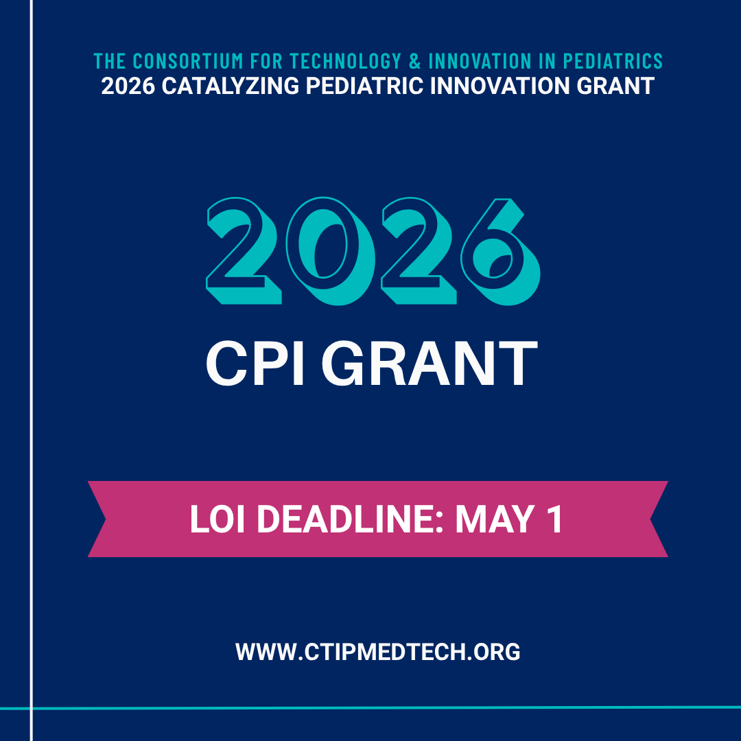 ctipmedtech's tweet photo. Last call! LOI submissions for the 2026 CTIP Catalyzing Pediatric Innovation (CPI) grant close THIS FRIDAY, May 1 at 11:59pm PST.

⭐️ Details &amp; eligibility: https://t.co/uK7zfEKQbu
📝 Submit your LOI: https://t.co/IjUPtmNjE0

#MedTech #Innovation #Pediatrics #CTIP #CTIPsCPIGrant https://t.co/OvPHRecMY6