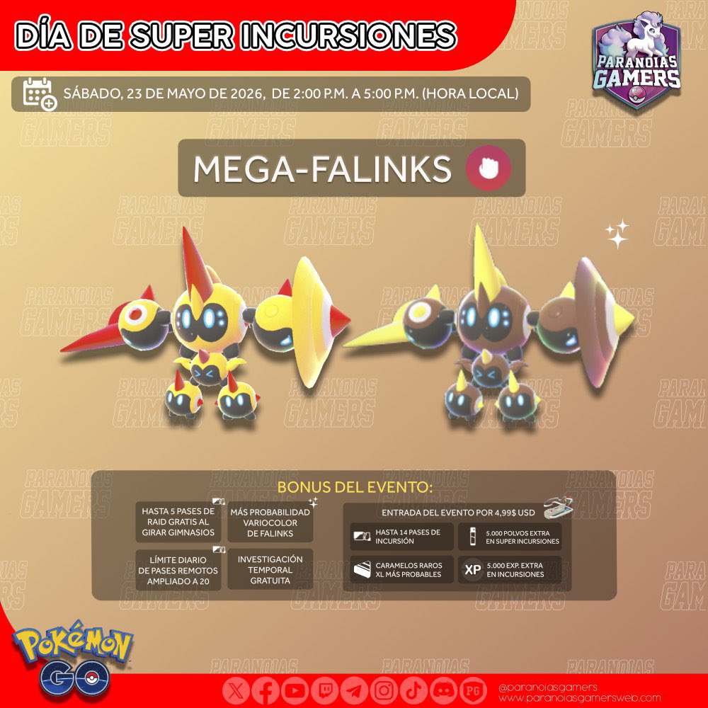 ParanoiasGamers's tweet image. 🚨OFICIAL: NUEVA SUPER MEGAEVOLUCIÓN! MEGA FALINKS LLEGA EN SU RAID DAY a #PokémonGO
▶️Vídeo: youtu.be/48TOubWYIK8

▶️Web: paranoiasgamersweb.com/dia-super-mega…
