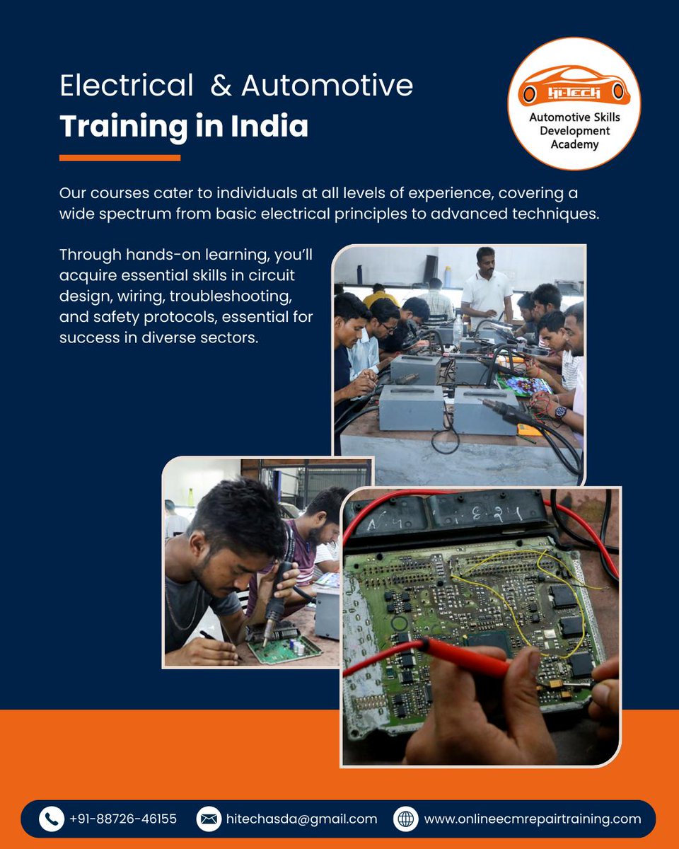 hitechasda's tweet image. ⚡🚗 Electrical &amp;amp; Automotive Training in India🔧🎓
Our courses cater to individuals at all levels of experience, covering a wide spectrum from basic electrical principles to advanced techniques. 📘🛠️

#HiTechAcademy #AutomotiveElectrical #ElectricalTraining #AutomotiveTraining