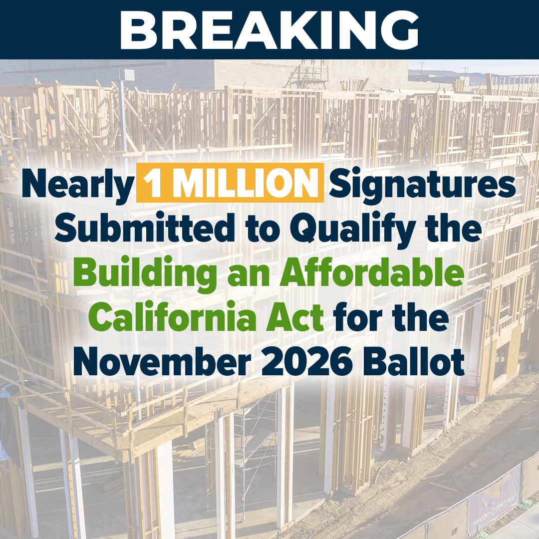 AffordableCAAct's tweet photo. 🚨BIG NEWS: We’ve officially submitted nearly 1 MILLION voter signatures to qualify #AffordableCA for the November 2026 ballot. Californians are ready to build the essential projects we need—faster &amp; more affordably.🔨 Read more: https://t.co/OU0YQaazKe https://t.co/FN0IHCSN2M
