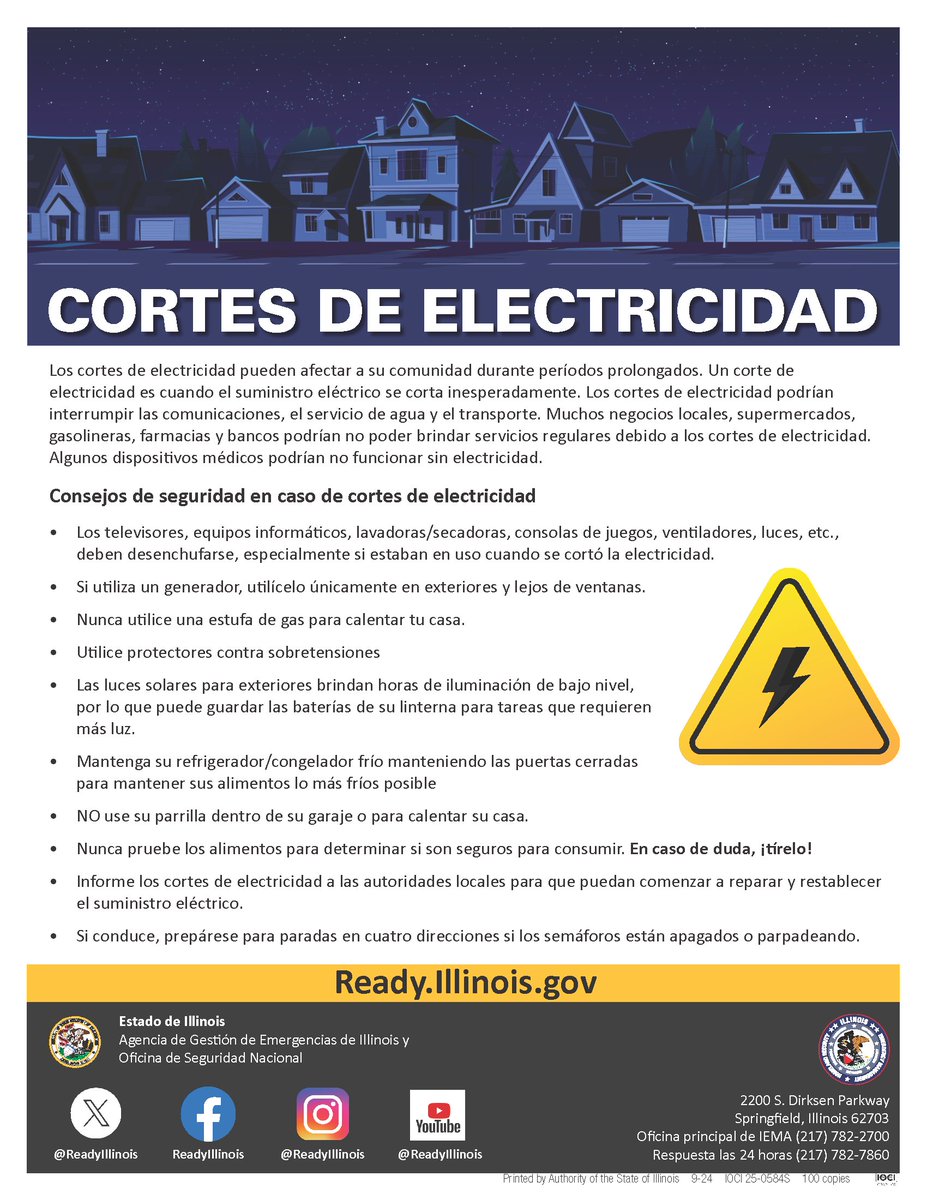 ReadyIllinois's tweet image. The storms affecting #Illinois today could lead to #poweroutages. If you lose power, check out these tips. You might even print and keep it handy.
#SevereWeather #Tornadoes