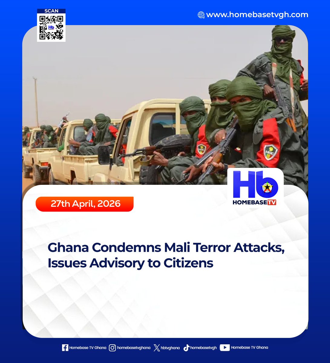 Ghana Condemns Mali Terror Attacks, Issues Advisory to Citizens

Read more: homebasetvgh.com/news/58822ab5-…

#GhanaPolitics #SportsNews #GhanaUpdates #Worldnews