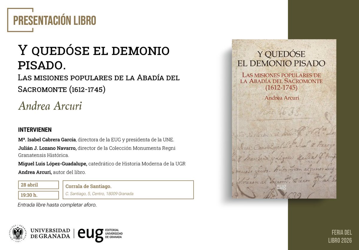 CEHVAL's tweet photo. Mañana, nuestro socio Andrea Arcuri presenta su libro sobre las misiones del Sacromonte en la Edad Moderna
🔗 https://t.co/LWmDYLfqnk
#CEHVAL #Historia #Seminario https://t.co/3WXUOiazfK