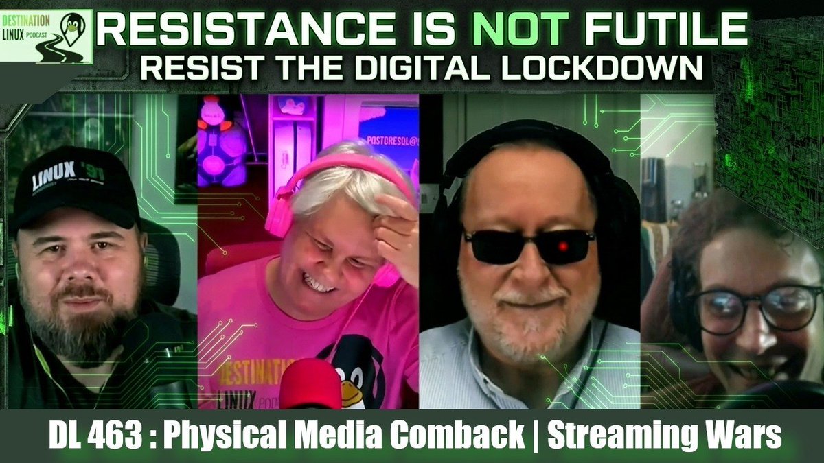 DestLinuxPod's tweet image. A new #DestinationLinux has hit the road! 😂💖🐧🐧🐧
youtu.be/i46cHCzS_5w

Shout Out to Our Supporters,
Proton 11 on ARM,
The Streaming Services Dilemma,
A Resurgence of Physical Media,
Framework's New Laptop

#Linux #podcast
Thank you @SandflySecurity!
deviantairwaves.com/sandfly