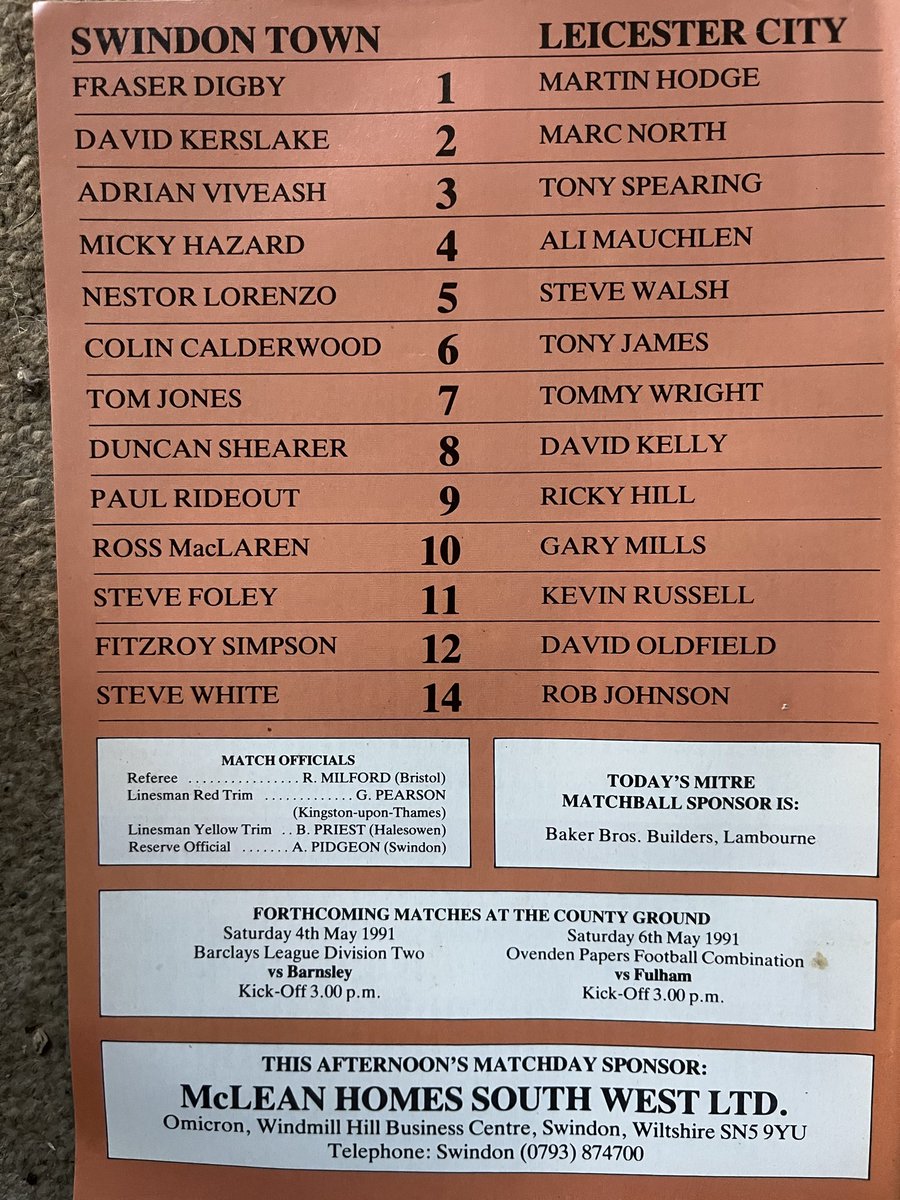 Old Swindon Programmes tweet media