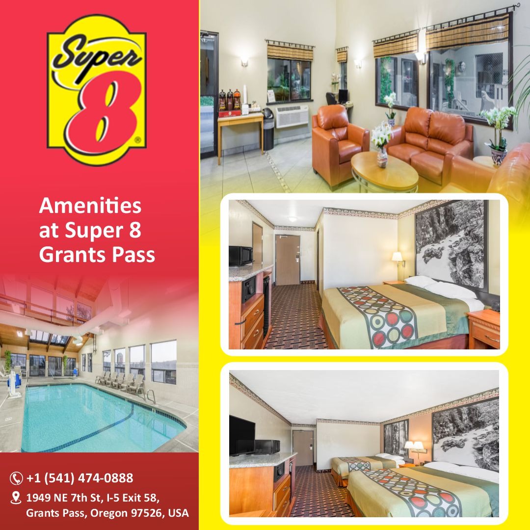 Stay comfortably at Super 8 Grants Pass! Enjoy our cozy rooms, heated pool, and friendly service. Book your stay today! 🏨💦
#Super8GrantsPass #GrantsPassOregon #HotelStay #ComfortableRooms #HeatedPool #TravelInStyle #BookNow #OregonHotels