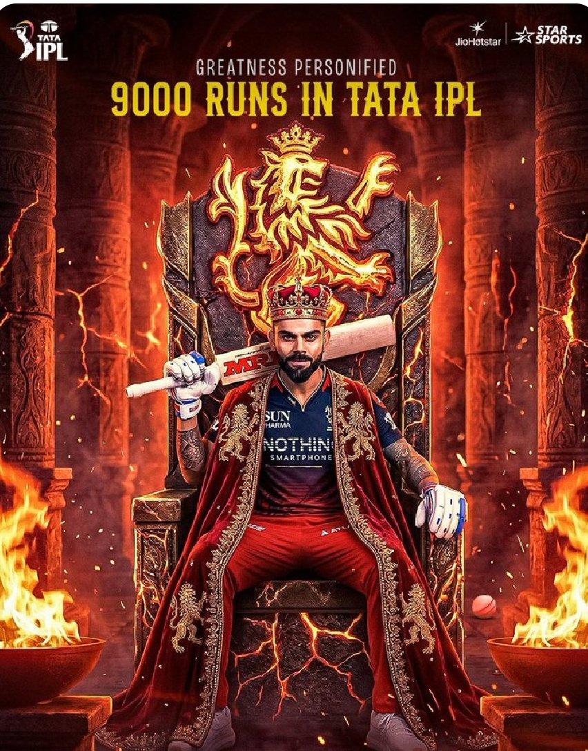 DINESHBHAI52681's tweet photo. Virat Kohli ने IPL में 9000 रन पूरे करके नया रिकॉर्ड बना दिया 💪🏏

👑 IPL इतिहास में 9000 रन बनाने वाले पहले खिलाड़ी लगातार शानदार प्रदर्शन का नतीजा

ये सिर्फ एक आंकड़ा नहीं है,
ये सालों की मेहनत, जुनून और क्लास की पहचान है 🙌

#KingKohli #IPL #History #9000Runs #Legend #DCvsRCB https://t.co/cHObU6okyx