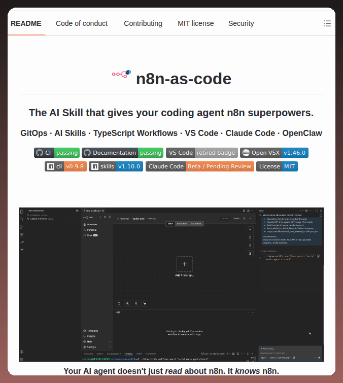 tom_doerr's tweet photo. AI skill for coding agents to build n8n workflows

https://t.co/QAkwZg8gnb https://t.co/6rgccqTBVp