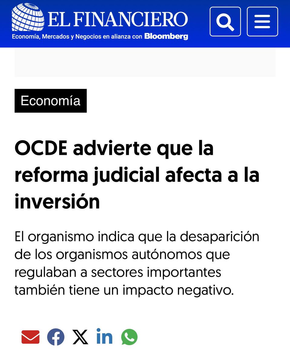 🔴|| Se le advirtió a <a href="/Claudiashein/">Claudia Sheinbaum Pardo</a> mil veces!!!

⚠️Destruir al #PoderJudicial iba a deteriorar la certeza jurídica de México

💸Así las inversiones no iban a llegar y las que están se iban a ir

❌Hoy, la economía está estancada y se están perdiendo empleos.