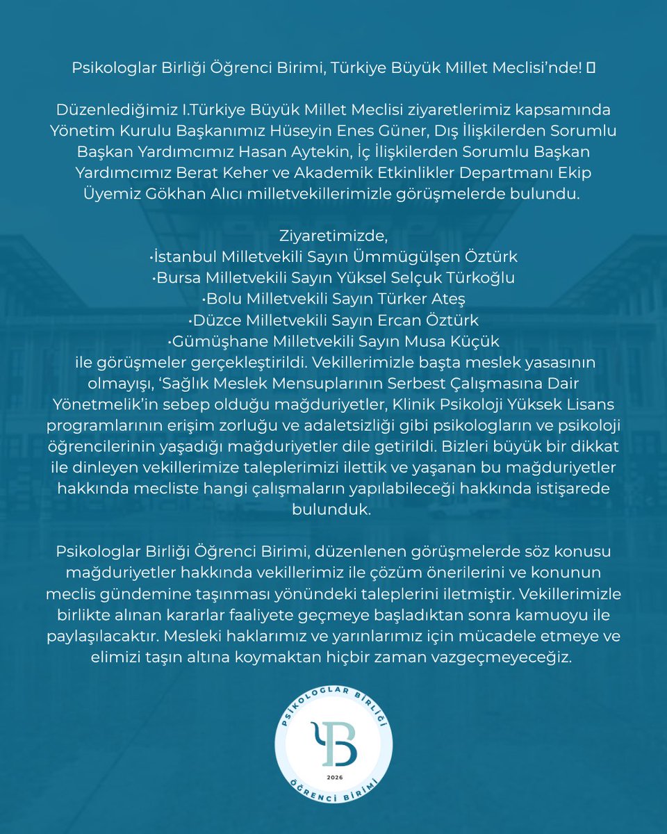 Psikologlar Birliği Öğrenci Birimi tweet media