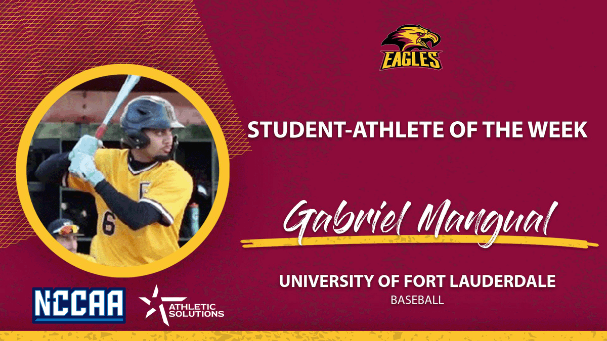 TheNCCAA's tweet photo. ⚾️Student-Athlete of the Week⚾️
Presented by @ath_solutions
#NCCAABaseball - Offensive
𝐆𝐚𝐛𝐫𝐢𝐞𝐥 𝐌𝐚𝐧𝐠𝐮𝐚𝐥, University of Fort Lauderdale
https://t.co/FBJKhMqksy | #PlayforHim https://t.co/roGwnSNVEH