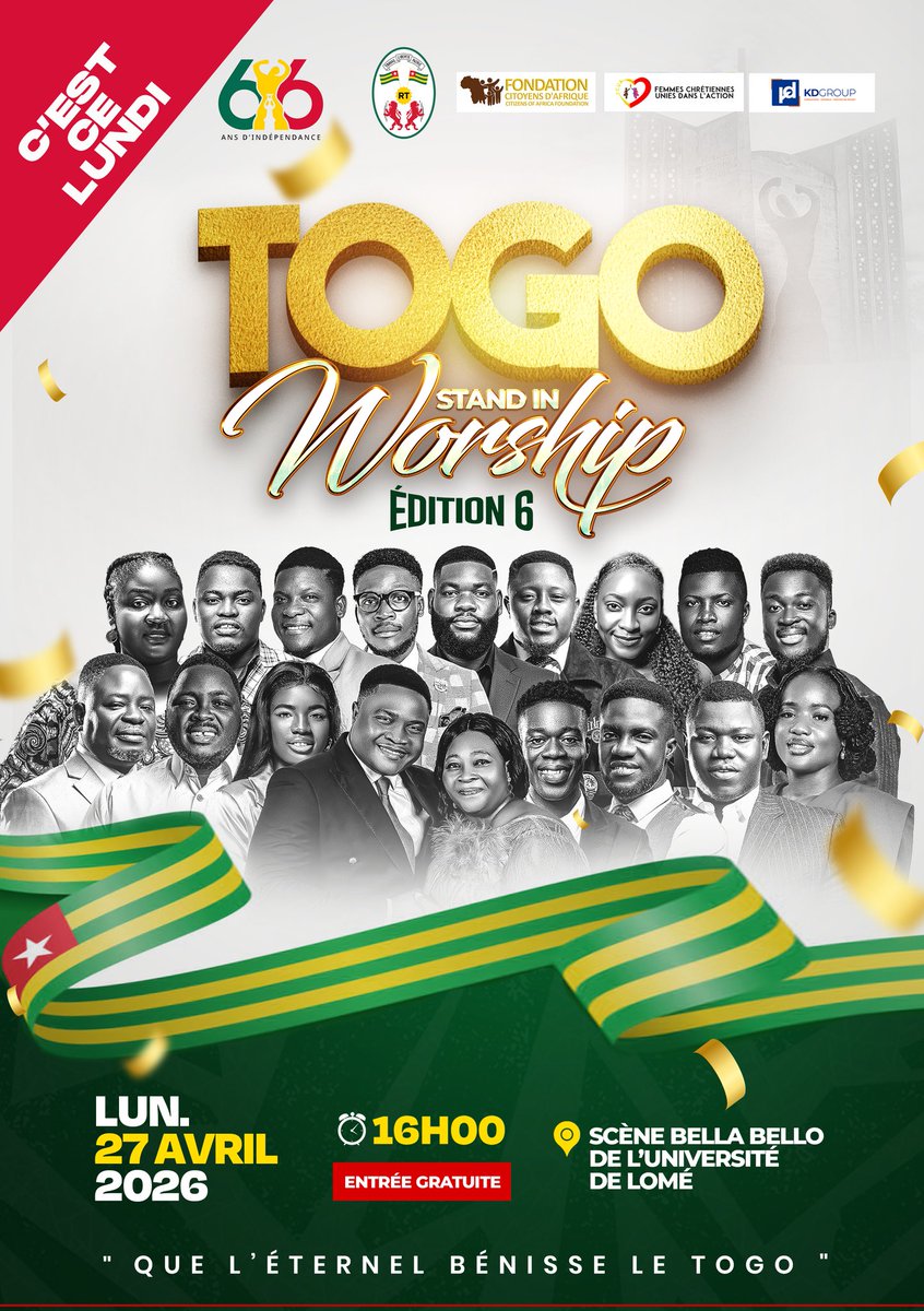 KayiDogbe's tweet image. Célébrer le Togo et ses enfants ❤️🇹🇬 en prières en louanges et en adoration.

#gospel #concert #IndependanceDay #citoyenneté #Togo #PourServir