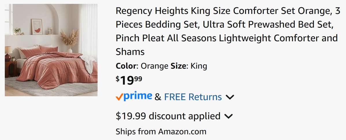 Pricerrors's tweet image. $20 COMFORTER SET ON AMAZON

Originally $40 but apply code "R5ZVC3R7" at checkout

Works ALL sizes and colors with some having few stock left

Price might be cheaper depending on size - lmk if it worked 

pricedoffers.com/cgwmw #ad