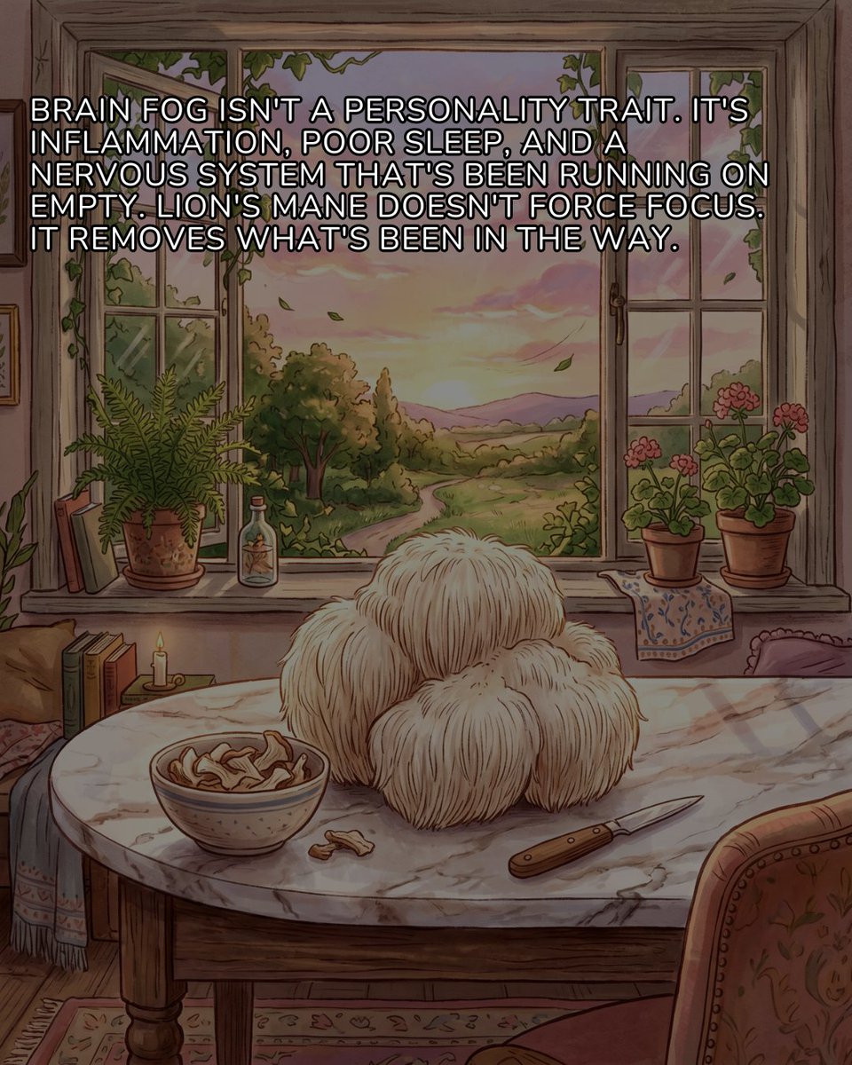 Mushymarteu01's tweet image. Brain fog held me back for years. Then I tried Lion's Mane. Day four, I wrote for two hours straight without touching my phone.

No stimulants. No crash. Just my mind, finally clear. It removes what gets in the way.
#LionsMane #BrainFog