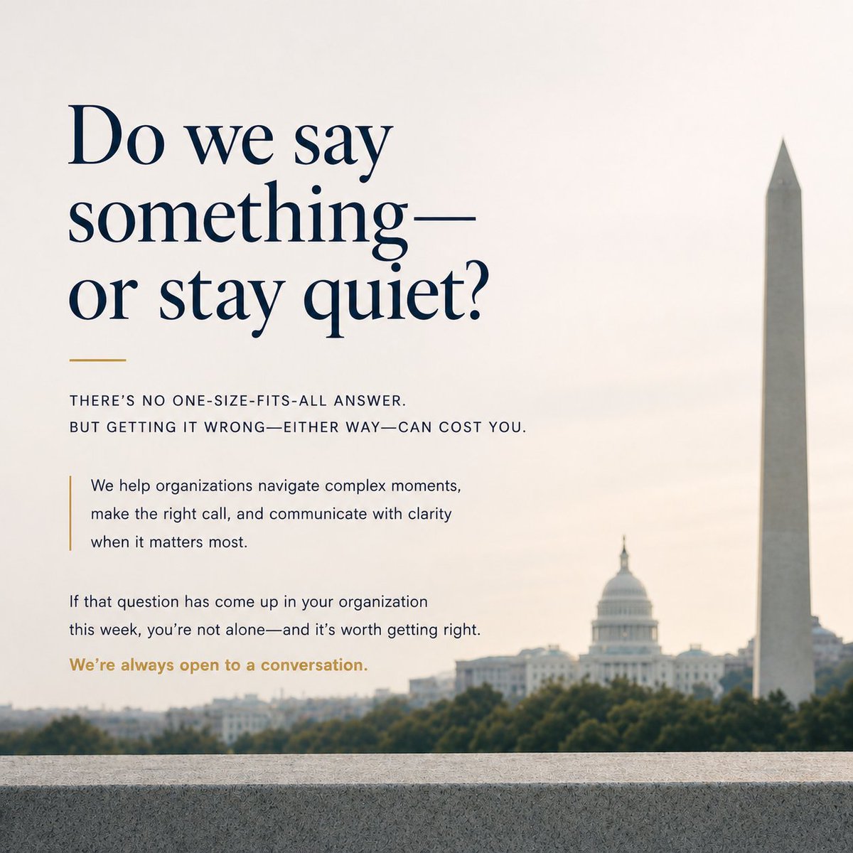 TowerKGroup's tweet image. “Should we say something?” It’s one of the most common, and most important, questions teams face. There’s a right way to handle it. And a lot of ways to get it wrong. If you’re working through that right now, we’re happy to talk. #TowerKGroup #MakeanImpact