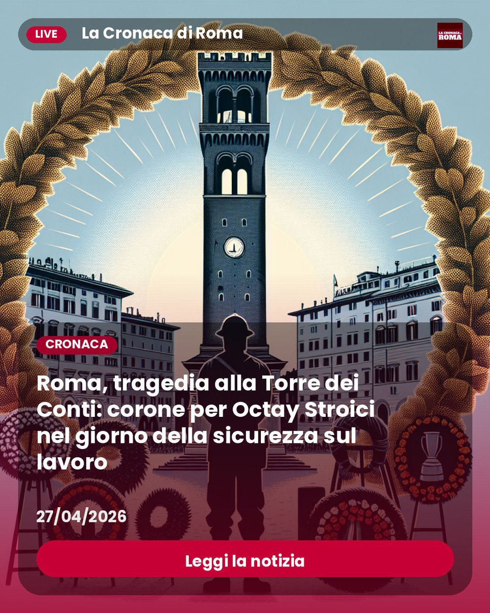 cronacadiroma's tweet image. Leggi la notizia : Una corona di fiori e un silenzio pesante: Roma ricorda Octay Stroici, l’operaio di 66 anni morto tragicamente lo scorso novembre nel crollo parziale della Torre dei Conti. Oggi, in largo Corrado Ricci, il Centro… #Roma #SicurezzaSulLavoro #OctayStroici