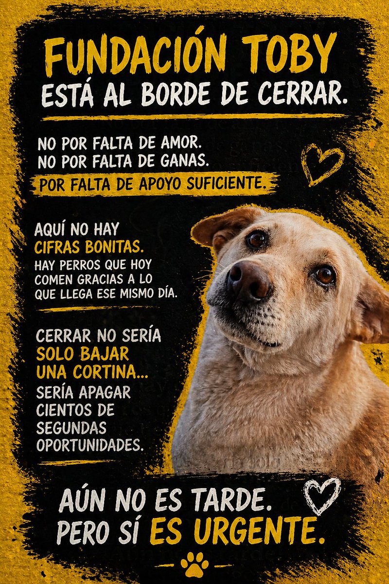 Hechizero_38's tweet photo. 🚨 EMERGENCIA TOBY 🚨
@FundacionToby a punto de cerrar sus puertas 😣
Uno de los pilares del rescate animal se queda sin apoyo. Si ellos cierran, los animales pierden. ¡ Dona hoy mismo y no permitas que esta labor termine !  Un peso hace la diferencia...¿Contamos contigo? 🐾💔
#TodosConFundacionToby