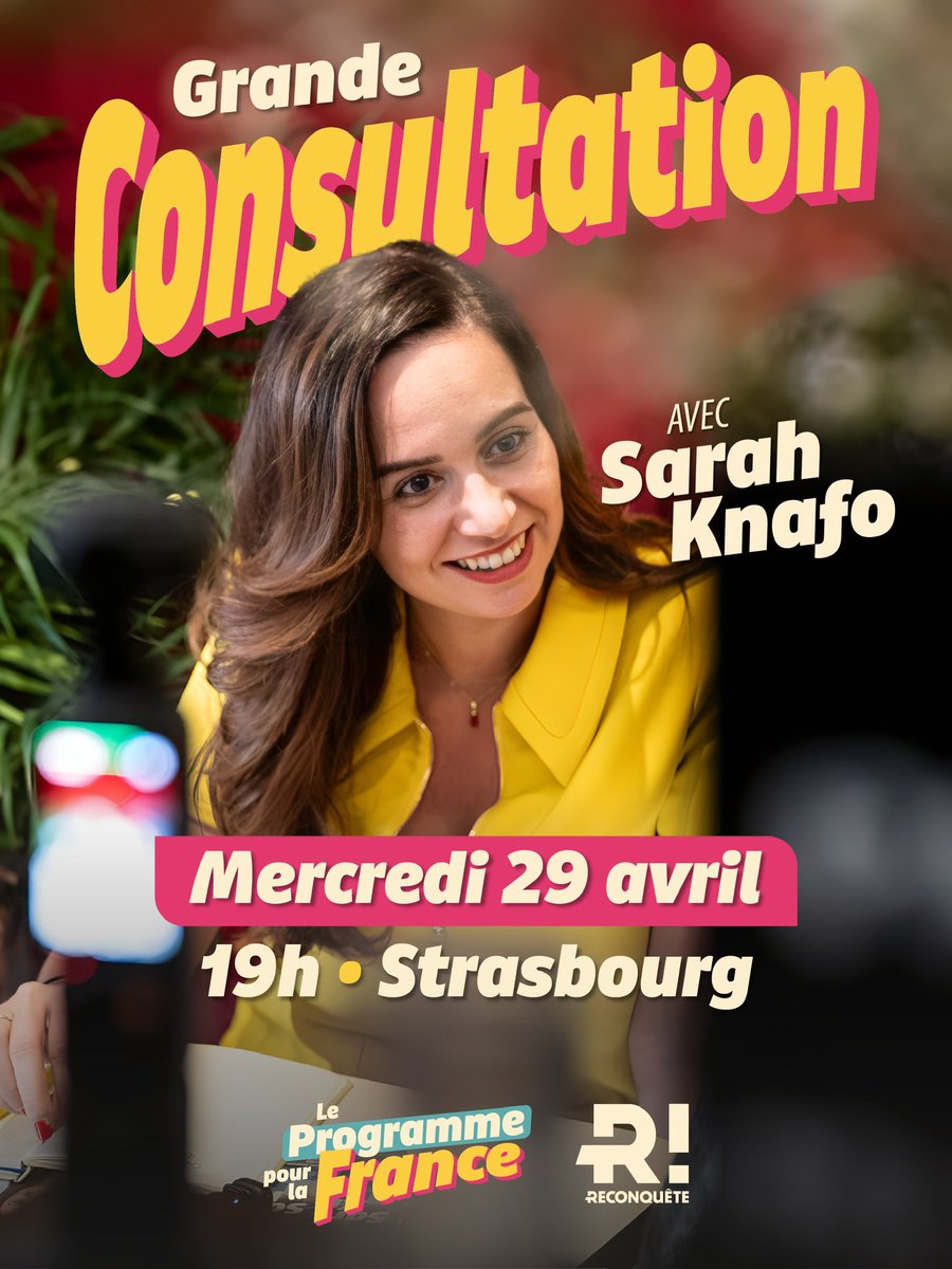 🔔 La grande consultation commence !

Je vous donne rendez-vous, ce mercredi 29 avril à Strasbourg, à partir de 19h, pour ma première consultation.

Venez construire, à nos côtés, le programme pour la France : my.weezevent.com/grande-consult…