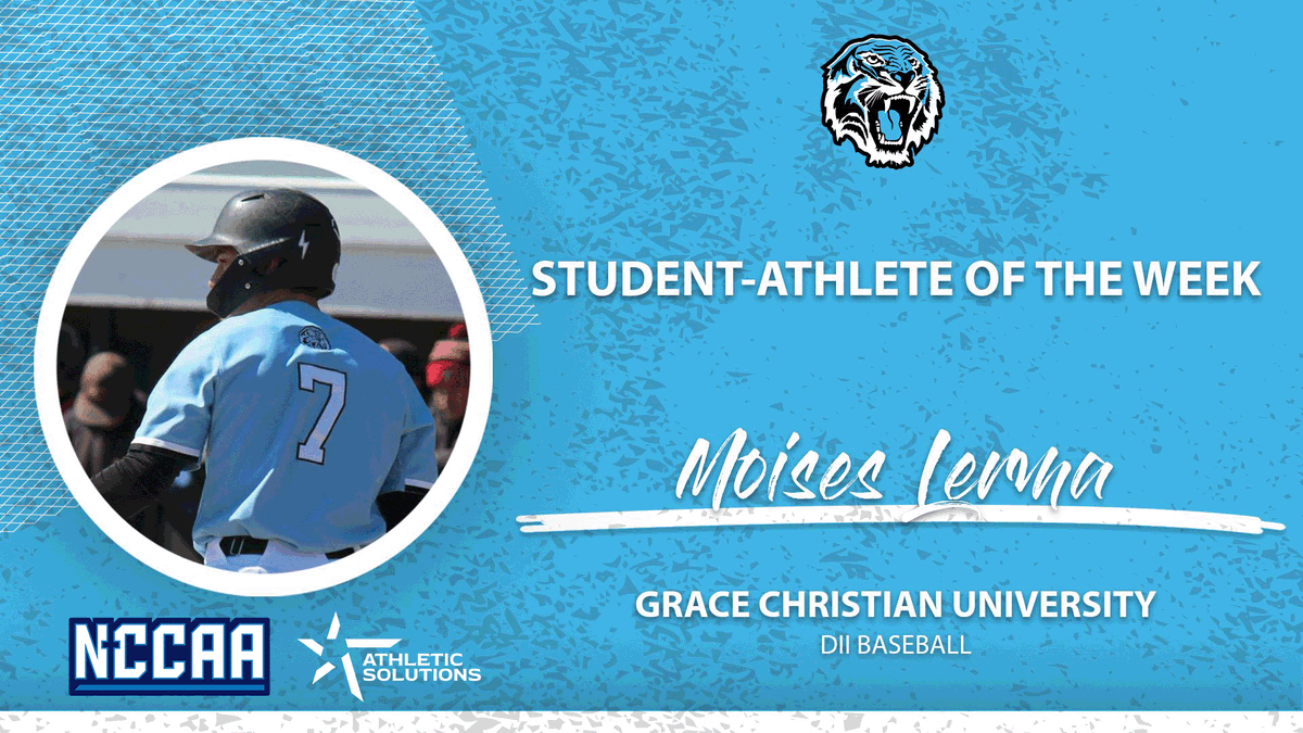 TheNCCAA's tweet photo. ⚾️Student-Athlete of the Week⚾️
Presented by @ath_solutions
Division II #NCCAABaseball 
𝐌𝐨𝐢𝐬𝐞𝐬 𝐋𝐞𝐫𝐦𝐚, Grace Christian University
https://t.co/oR6WhLqzof | #PlayforHim https://t.co/1zOwvkJeOR
