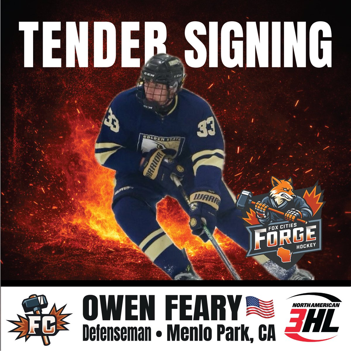 foxcitiesforge's tweet photo. Hailing from Menlo Park CA, home of  Thomas Edison’s Menlo Park Labs, you can see why Owen has such a bright future!  This strong, smart defenseman from the Golden State is going to feel right at home in the Midwest!  Welcome to the Forge Family Owen!
#NA3HL https://t.co/BzyeCbNS7p