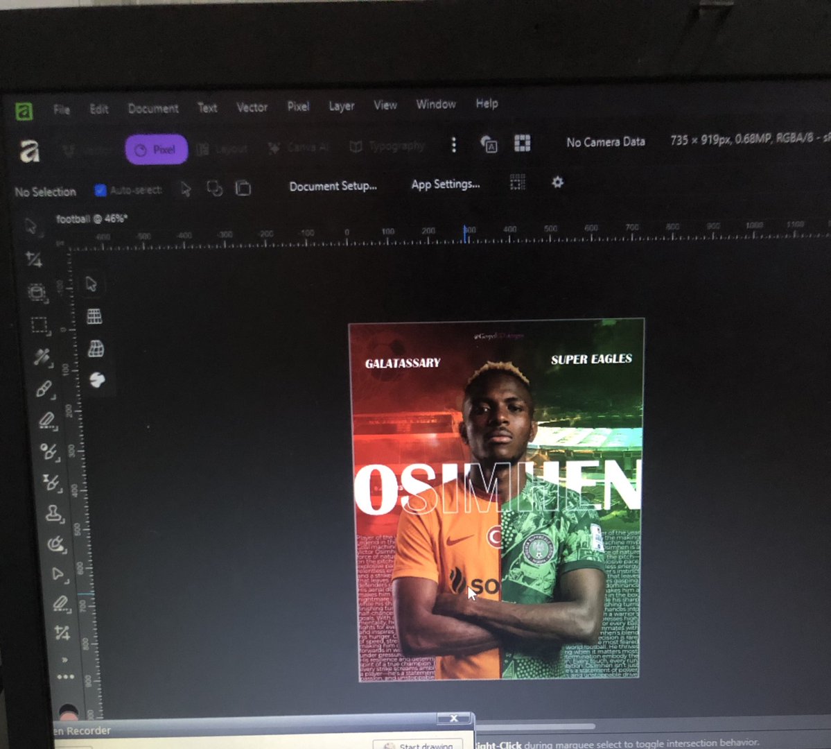 gospelco_'s tweet image. Playing around and trying the new @Affinity app on my pc and I came up with this, what’s your take on it famz 

Osimhen picture generated using @GeminiApp  
@gospelco_ #design