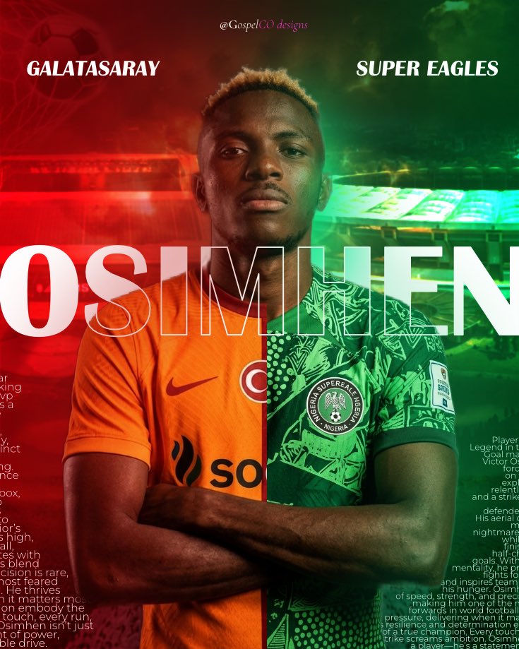 gospelco_'s tweet image. Playing around and trying the new @Affinity app on my pc and I came up with this, what’s your take on it famz 

Osimhen picture generated using @GeminiApp  
@gospelco_ #design