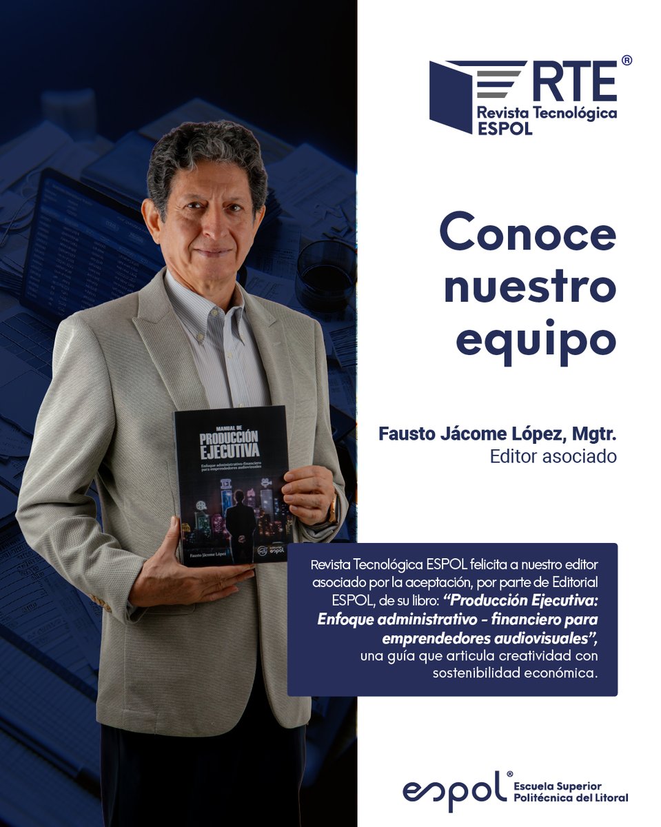 EspolRte's tweet photo. #RevistaTecnológicaESPOL -Conoce al equipo detrás de la excelencia editorial.

Hoy destacamos a nuestro editor asociado y su aporte al desarrollo de contenidos con impacto.

@espol @Dec_inv @cparedesverduga @CarlosMonsalveA @aramirez1979
@RERCIE_Ec @DOAJplus @latindex https://t.co/0zJPnIM6wy