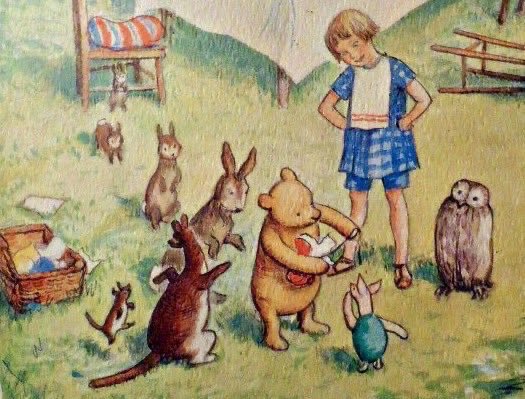 MostPooh's tweet photo. This Day in Pooh History-4/27-It was a Special Pencil Case. There were pencils marked 'HB' for Helping Bear BB for Brave Bear &amp; a ruler for ruling lines for the words to walk on. But Eeyore was saying, This writing business. Pencils &amp; whatnot. Over-rated, if you ask me. #MostPooh https://t.co/sUEaUQHMFt