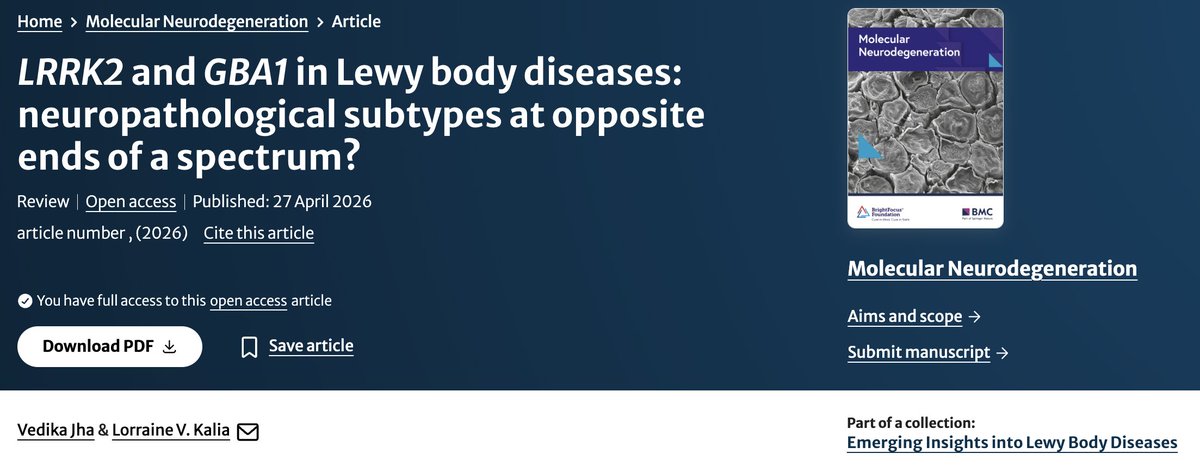 MolNeuro's tweet photo. #LRRK2 and GBA1 in #LewyBodyDiseases: neuropathological subtypes at opposite ends of a spectrum?

Vedika Jha &amp; Lorraine V. Kalia @kalialabs  @UofT @uoftmedicine #alphasynuclein #Parkinsons #biomarkers #neuropathology

https://t.co/OxJnPd9DsW https://t.co/eQwosrwrWK