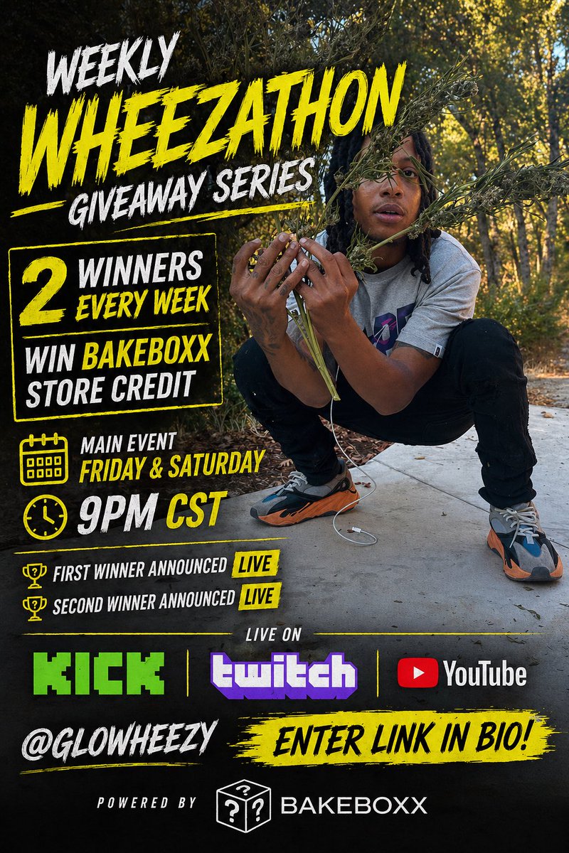 Glowheezy's tweet photo. The 2nd Weekly Wheezathon Giveaway is NOW LIVE this time featuring @Bake_Boxx we going til 5/20 cuz we got plenty!!!!
Enter here➡️ https://t.co/yyN5XbvKPO https://t.co/qWCKhc6uCl