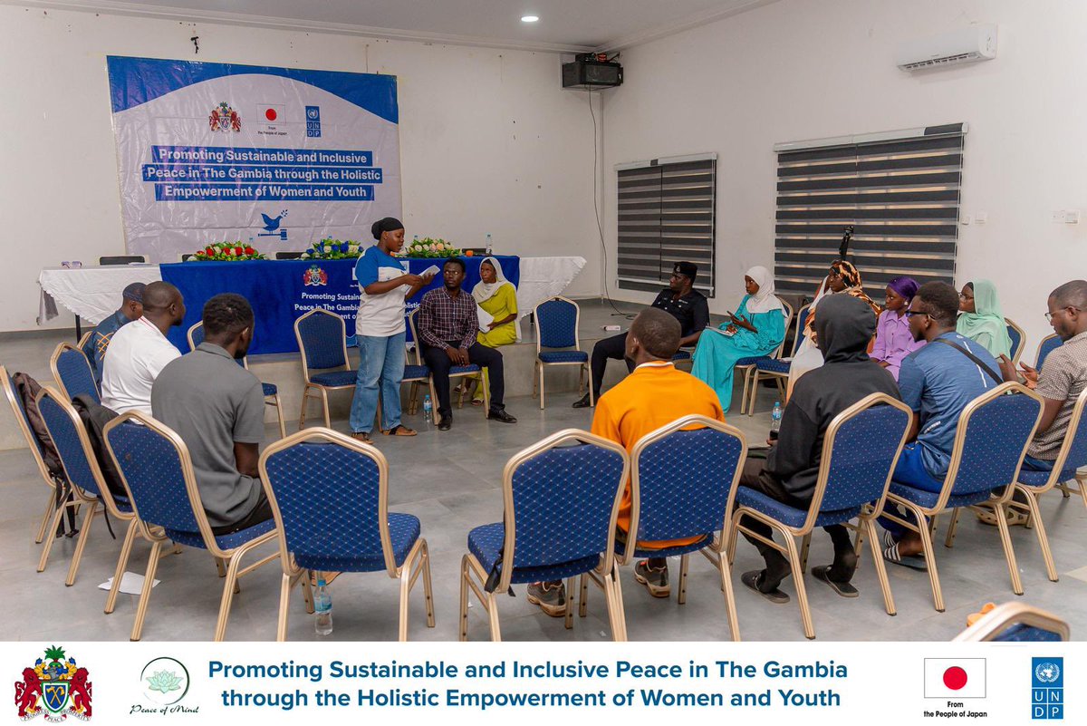 UNDP_TheGambia's tweet photo. From Awareness to Action – WCR

This weekend the JSB Project w/ @peaceofmind, conducted a regional sensitisation that brought together youth & key stakeholders on drug abuse prevention & positive coping, exploring drivers like peer pressure, unemployment & mental health, and sharing practical community solutions.

From dialogue to commitment, youth are driving safer, healthier & more resilient communities

W/ thanks to 🇯🇵, supporting youth-led initiatives for sustainable peace-building.